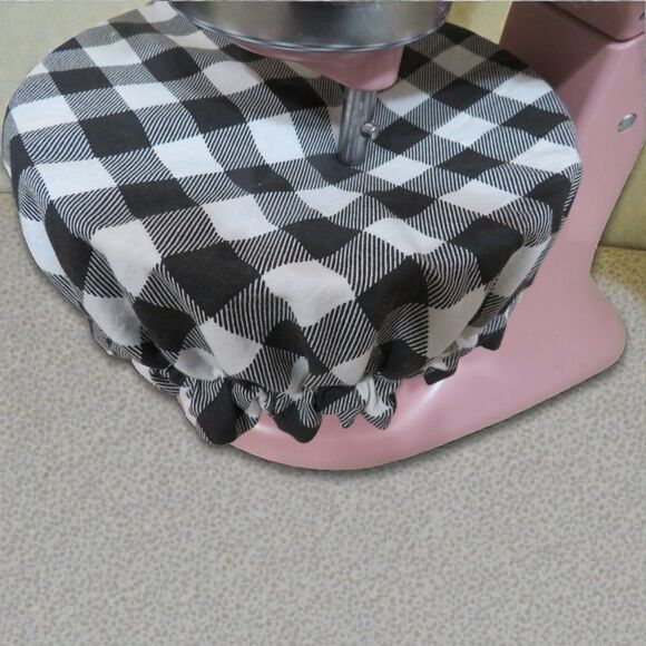 Kitchenaid Bowl Cover, Reversible Gingerbread Men and Black and White Check - Picture 2 of 8